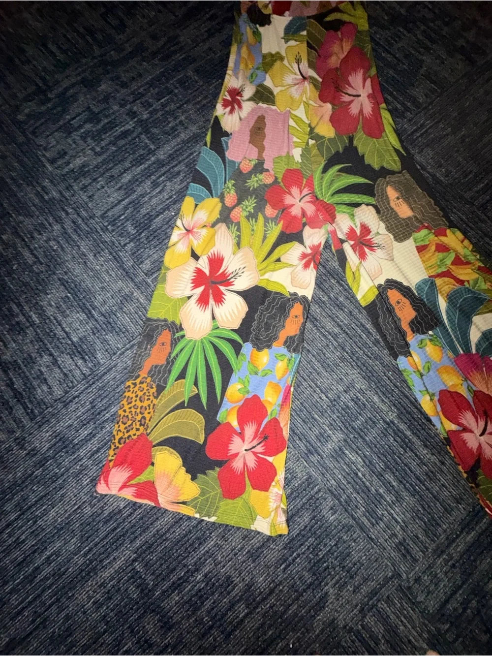 FARM Rio Tropical Floral Wide-Leg Jumpsuit in Black, Yellow, Green, Pink - Picture 7 of 7
